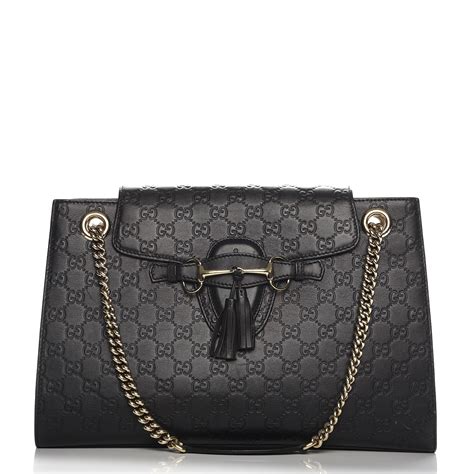 black gucci shoulder bag gold chain|gucci emily shoulder bag.